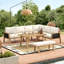 Acacia Wood Garden Lounge Set, Corner Sofa and Coffee Table with Woven Rope