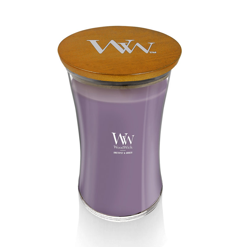 Grande bougie sablier WoodWick® Praline, Mauve moyen
