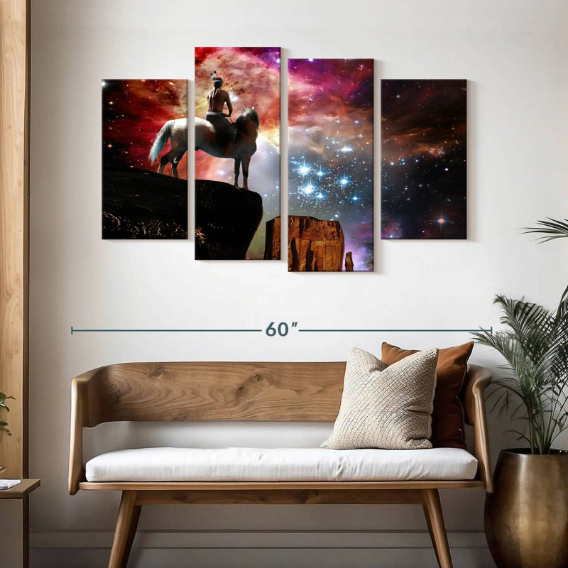 Lelar Native American Warrior At Night, 32" H x 52" W