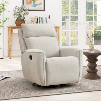 34.65'' Wide Modern Chenille Upholstered Manual Recliner Chair With Swivel & Glide