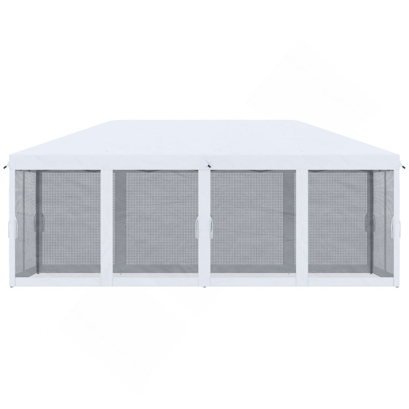 Tente avec auvent Pop Up Outsunny, White