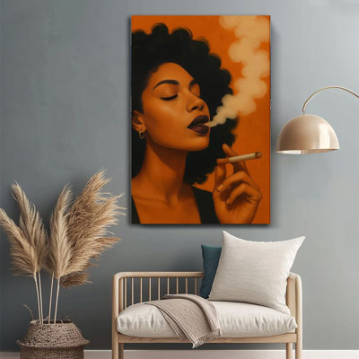 1Pc Framed Canvas Bold Woman Smoking Wall Art 24x36 inches Large Modern Home Decor Print for Home, living Room, Bedroom