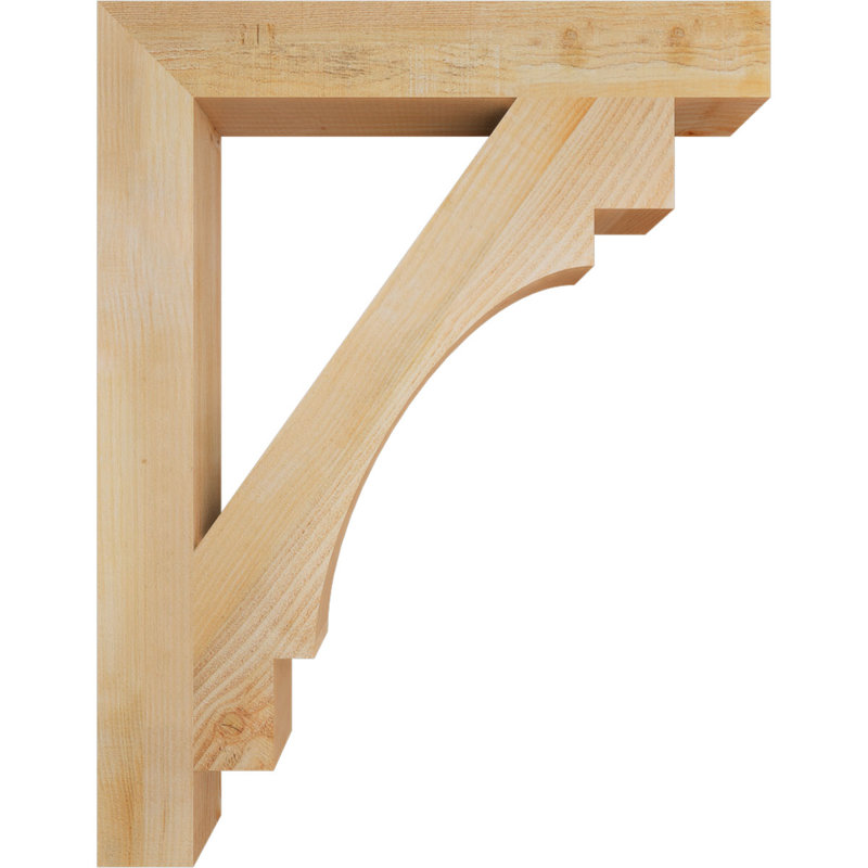 Merced H W D Wood Bracket / Corbel, 36" H x 4" W x 28" D, Douglas Fir (Rough Sawn)