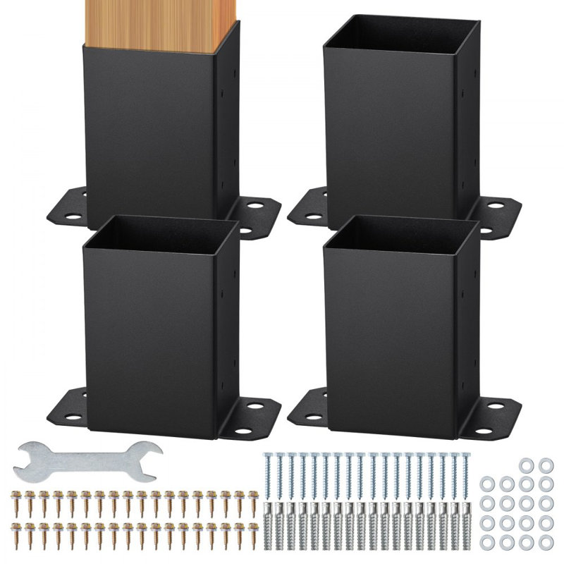 4 Pack 4x4 Post Base Brackets Heavy Duty Wood Post Fence Post Anchor(Inner Size 3.6" x 3.6")