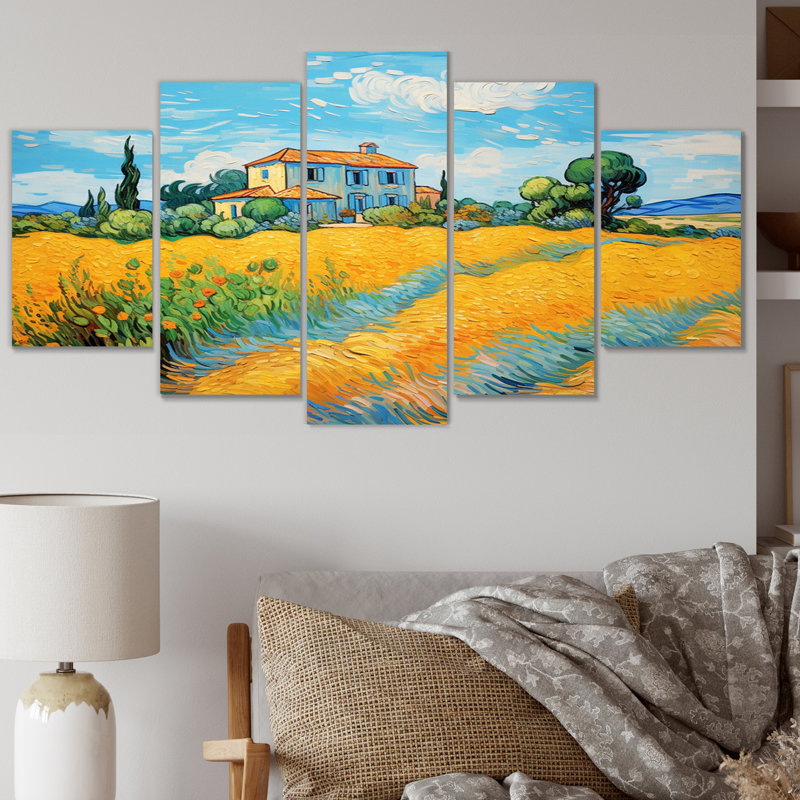 Vangogh The Yellow House In Arles II - Vangogh Canvas Art Print - 5 Panels