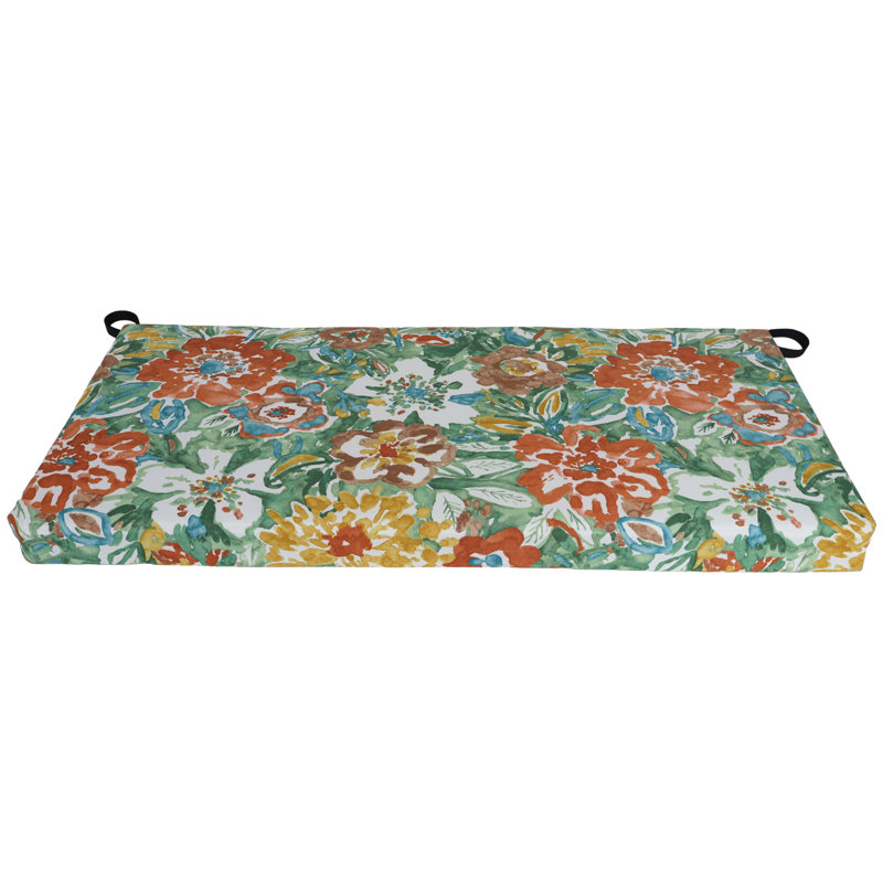 Outdoor Loveseat Cushion, 40" W x 19" D, White/Sun River Mist Floral