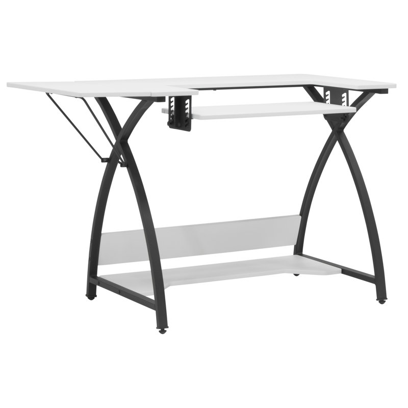 Comet Plus Adjustable Black and White Sewing Table with Storage