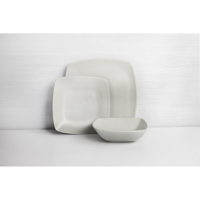 Creative Tops Raven Dinner Set, Square, Ceramic, Service for 4, Grey