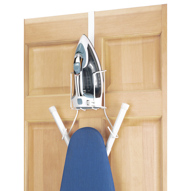 White Wire Over-the-Door Ironing Caddy and Organizer