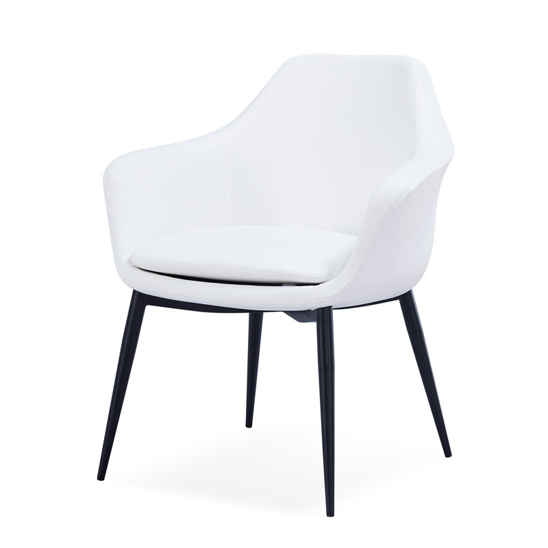 Chaise avec accoudoirs rembourrée Teegan, Blanc, Noir