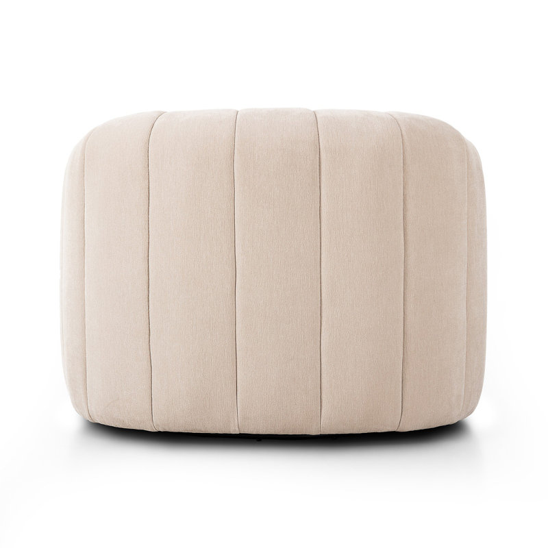 Elliana Swivel Barrel Chair, Blamont Cream Polyester