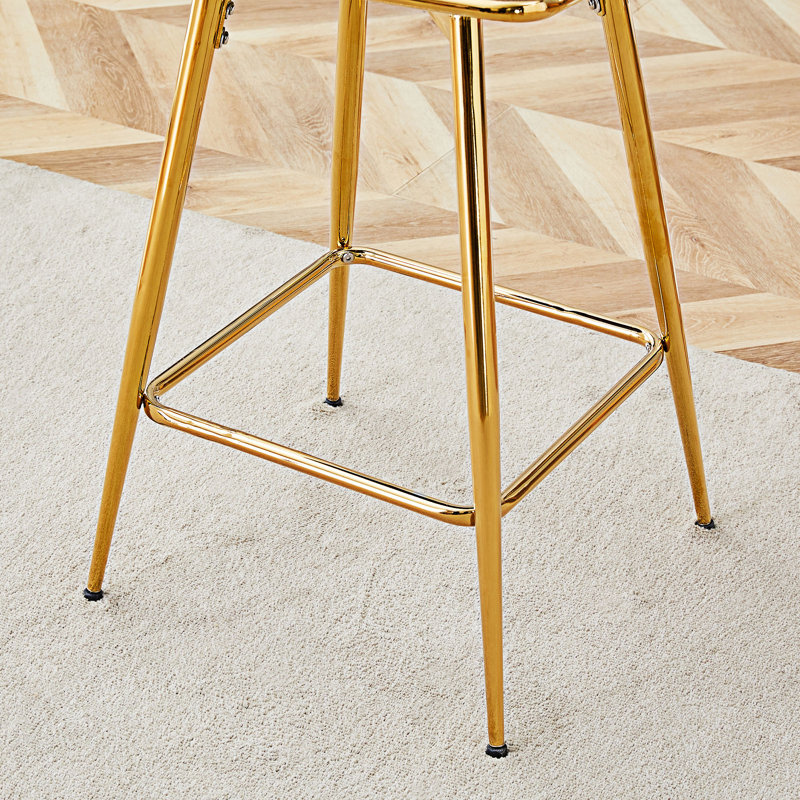 Ensemble de 2 tabourets de bar pivotants, Blanc / gris antique, Doré