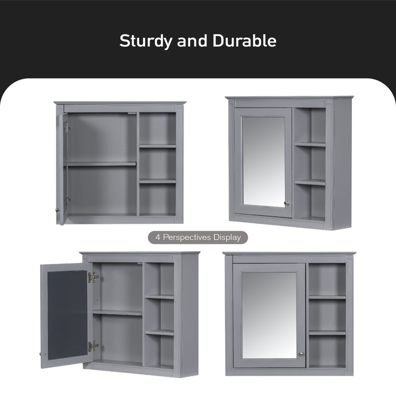 Armoire de salle de bain murale Liell, Gris