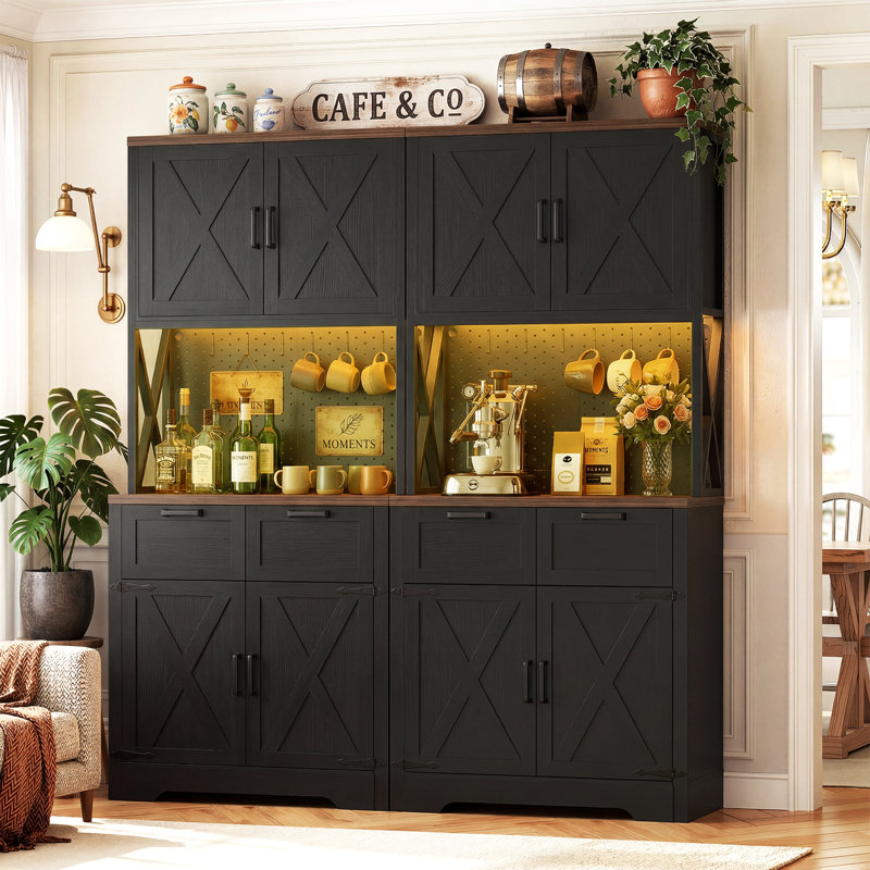 Armoire de cuisine 71 po, Noir / brun