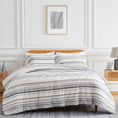 Coastal Stripes Down Alternative Oversized Comforter Set with Shams by Southshore Fine Linens