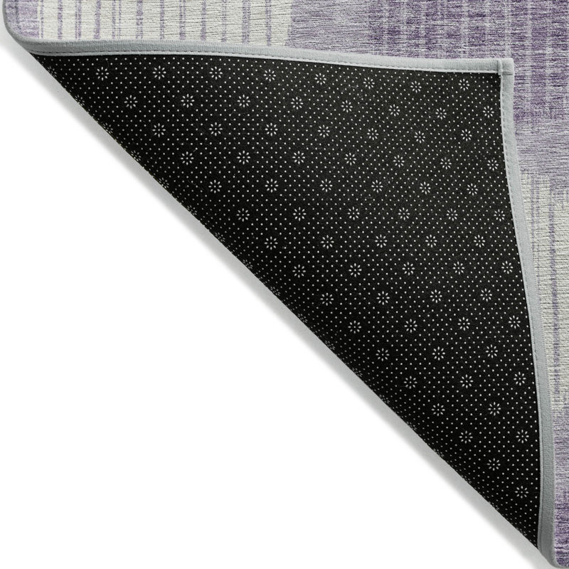 3' X 5' Purple And Ivory Geometric Washable Indoor Outdoor Area Rug
