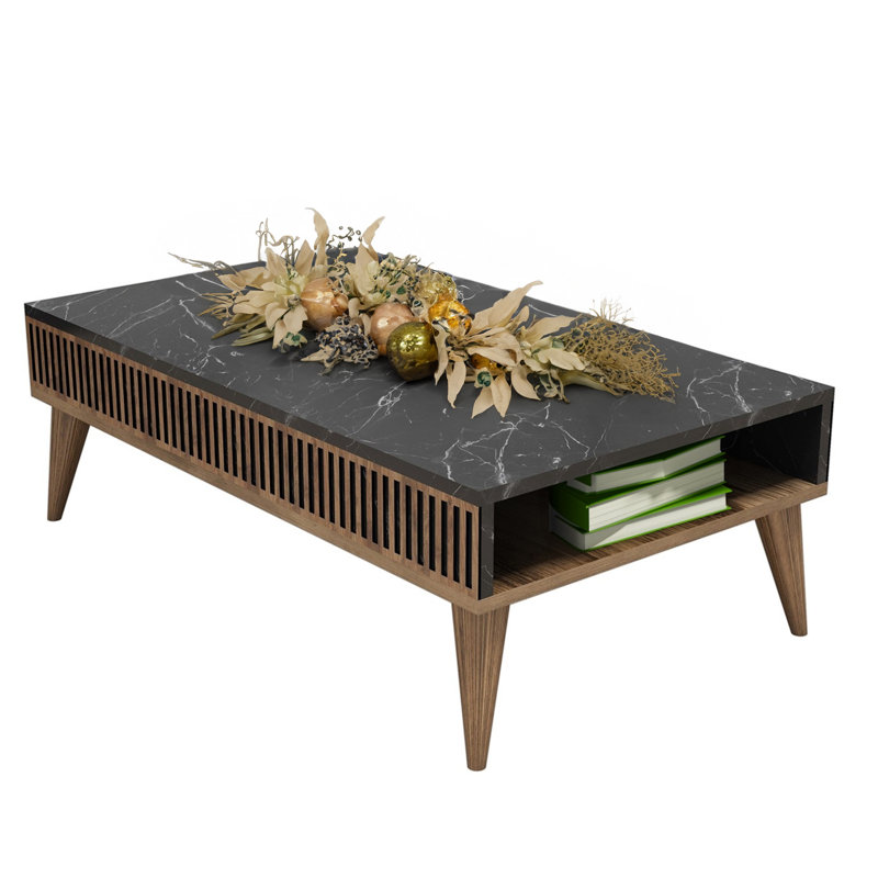 Kalenna Coffee Table, 41.3 x 13.6 x 23.6 inches | 100% Melamine Coated Particle Board, Thickness: 0.7 inches | Elegant Marble Design, Perfect for Living Room & Contemporary Spaces, Durable & Stylish Furniture