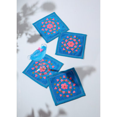 Floral Bloom Embroidered Cocktail Napkins
