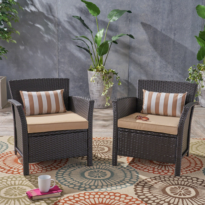 Chaise de patio avec coussin Morphis, Brun clair, Brun