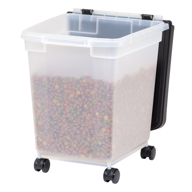 Clear Black 25 lb Airtight Plastic Pet Food Container