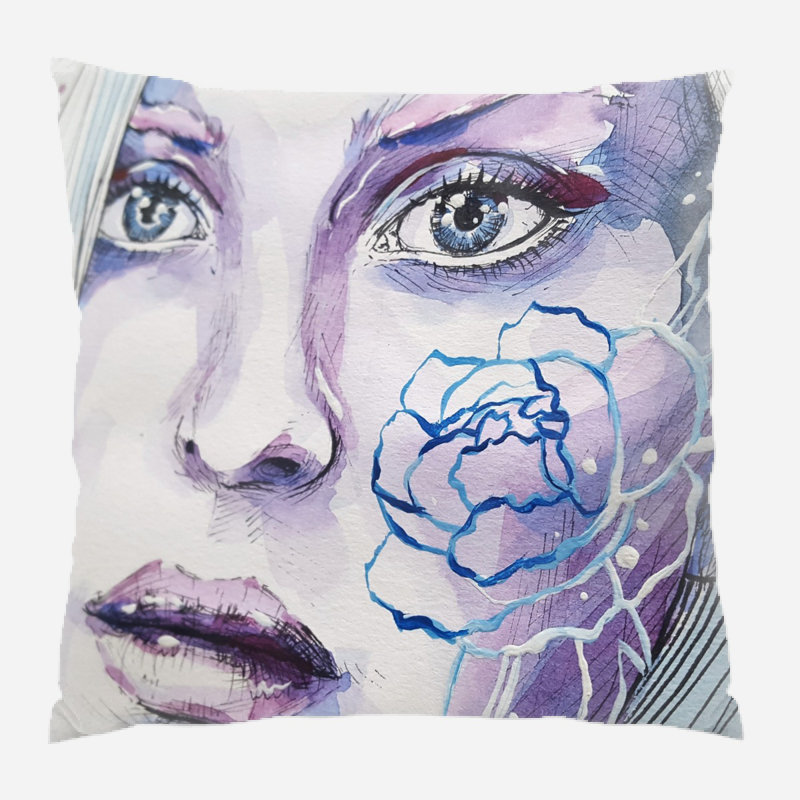Floral Reversible Throw Pillow, Indoor, Microsuede