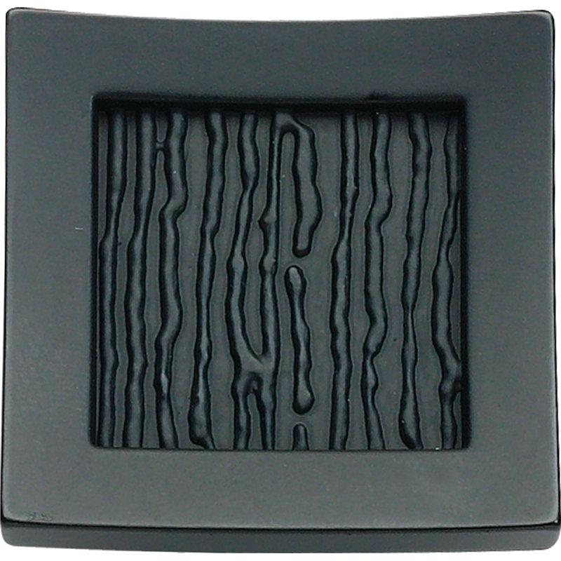 Matte Black Square Metal Knob with Textured Design