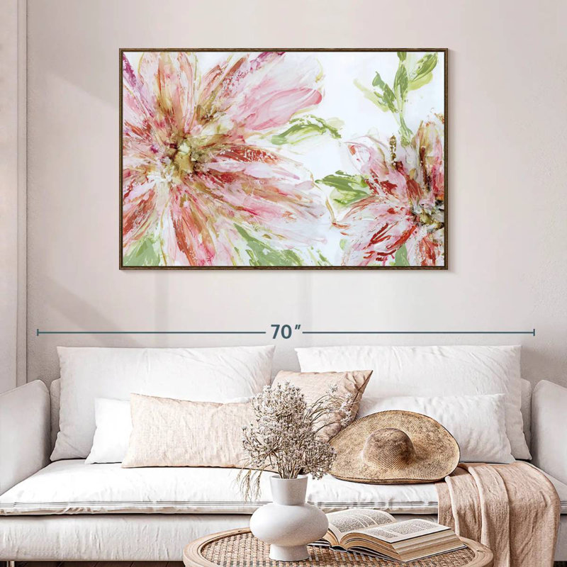 Panache floral, 46 po x 31 po, Cadre flottant noyer