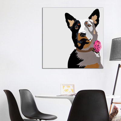 Jasper With A Pink Flower 1 Piece Wrapped Canvas Wall Art