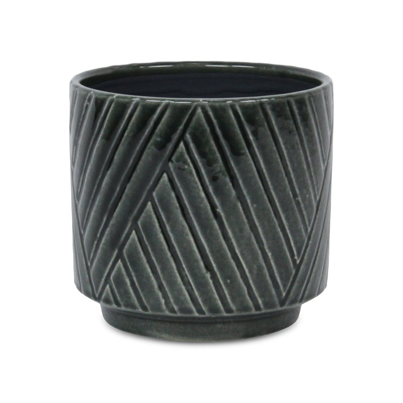Kettering Handmade Ceramic Pot Planter, 6.5" H x 7" W x 7" D, Dark Gray