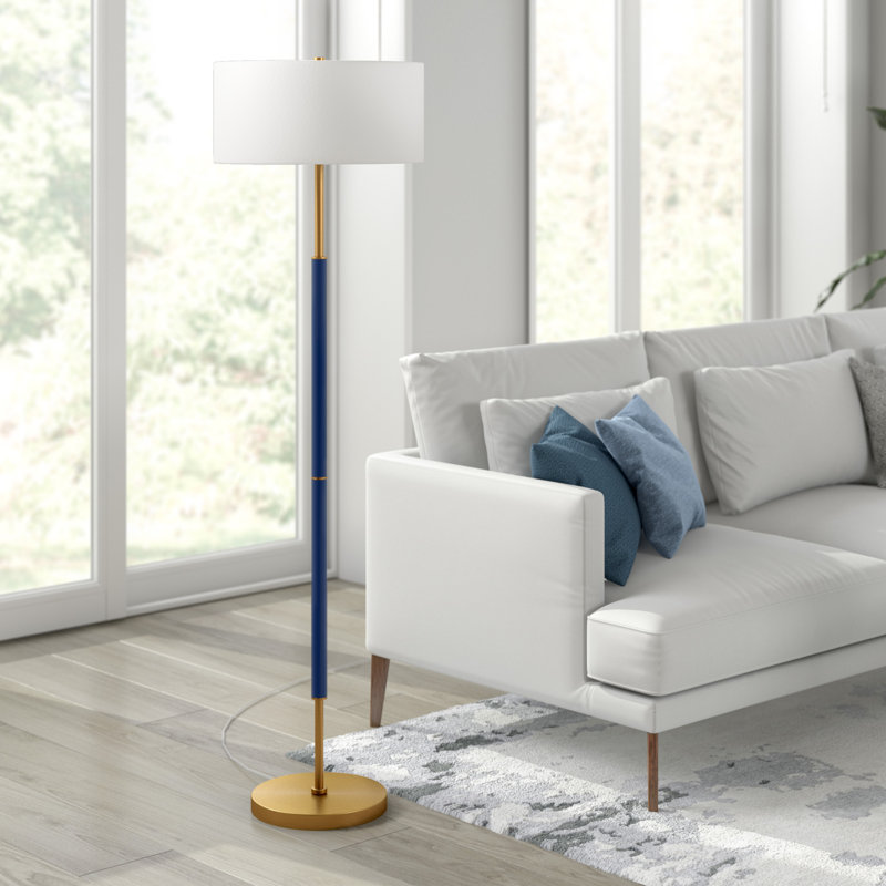 Lampe sur pied 62 po Olie, Bleu / laiton