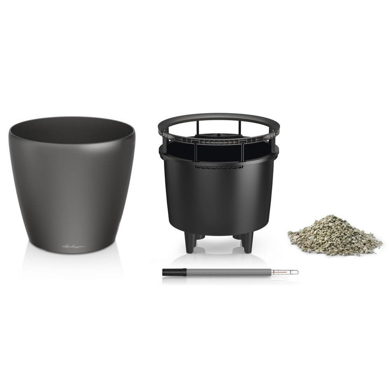 Classico Pot Planter, 26cm H x 28cm W x 28cm D, Charcoal Metallic
