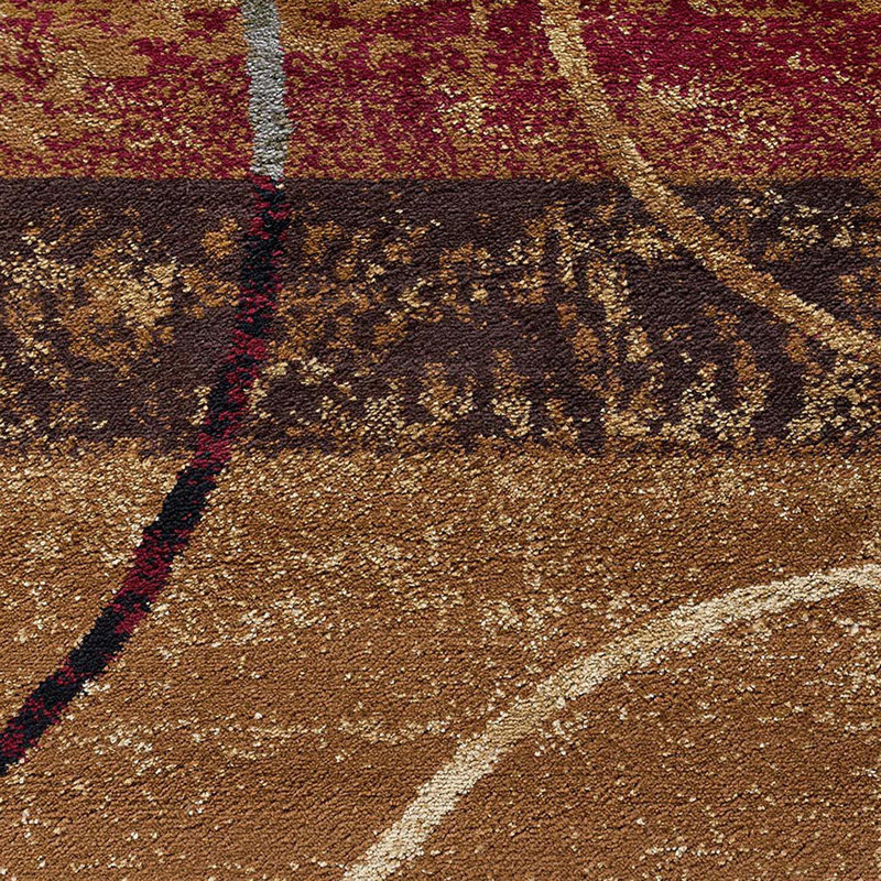 Tapis rouge / brun à motif abstrait Abercorn, Ovale 5 pi 3 po x 7 pi 3 po