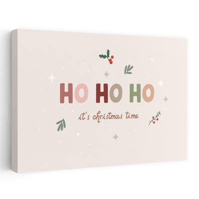 Merry Ho Ho Ho Season Minimalist Playful Abstract Winter Landscape Wall Art Print 1 Piece Wrapped Canvas Wall Art