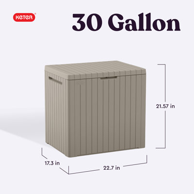 Keter City 30 Gallon Small Durable Resin Outdoor Storage and Organization Deck Box For Patio Furniture and Supplies, White