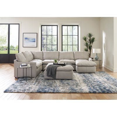4 - Piece Genuine Leather Chaise Sectional with Matching Ottoman by Coja