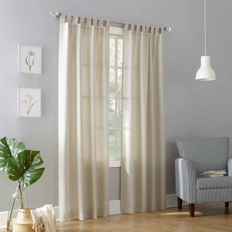 Panneau de rideau simple semi-transparent en polyester Brekke, l 40 po x L 63 po, Écru