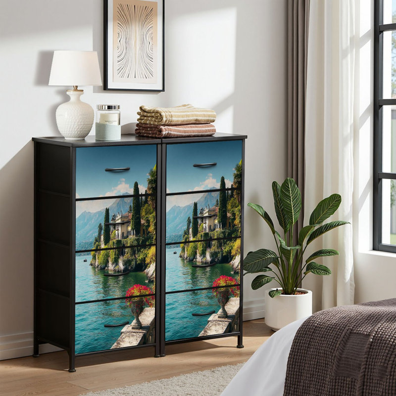 4 Drawer Dresser for Bedroom, Narrow Chest of Drawers, Wooden Top and Study Iron Frame 18"x37.5"-(WxH)