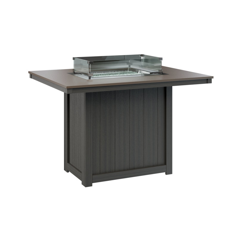Berlin Gardens Donoma Dining Fire Pit Table, 36" H x 41" W x 54" D, Hammered Top Bronze with Coastal Grey Base