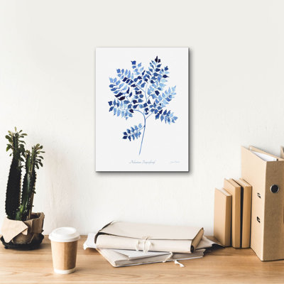 «Indigo Botanical 12» par Jean Plout, art mural sur toile, 12 po x 16 po