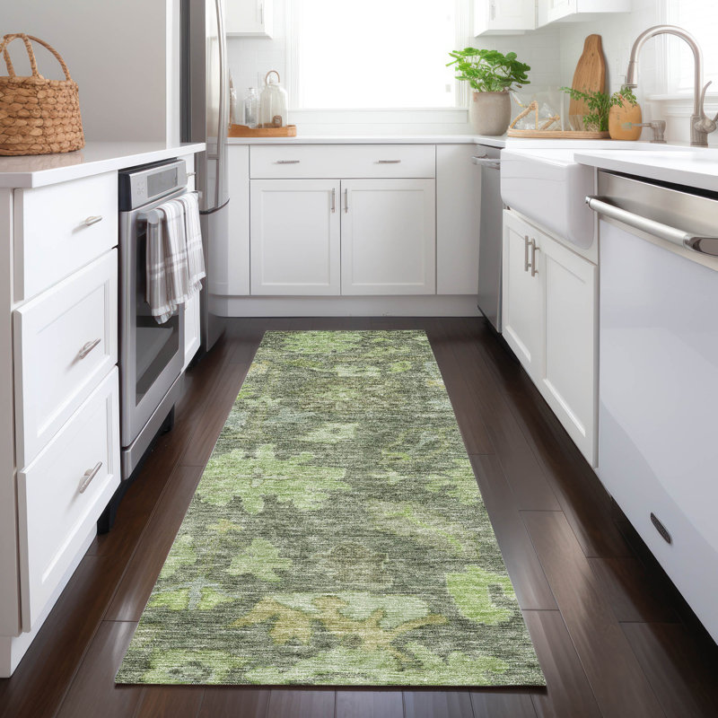 Machine Washable Indoor/Outdoor Cicel ACN1108 Fern Rug, Runner 2'3" x 7'6"