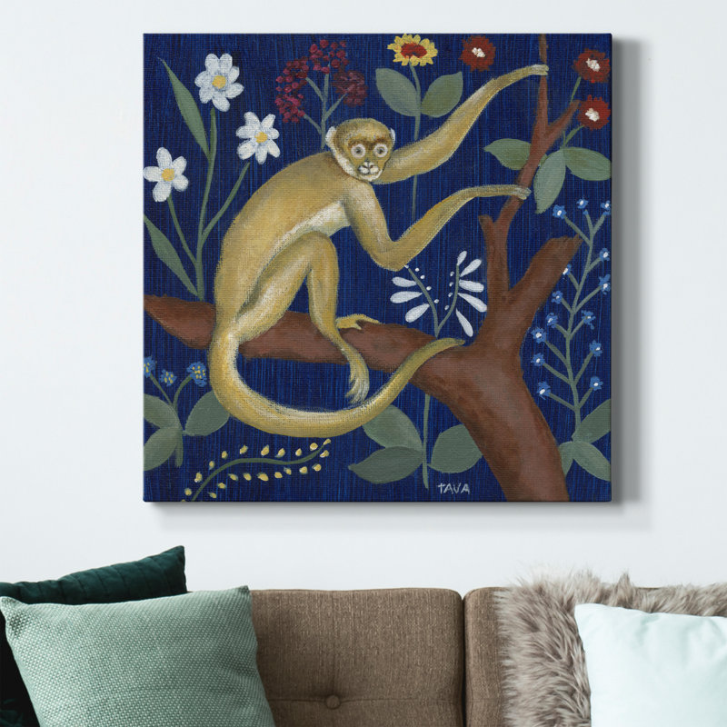 Venezia Monkey Garden II - peinture sur toile tendue, H 32 po x l 32 po x P 1 po