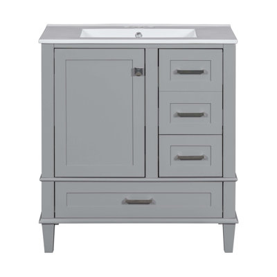 30" Bathroom Vanity, Modern Bathroom Cabinet with Sink Combo Set