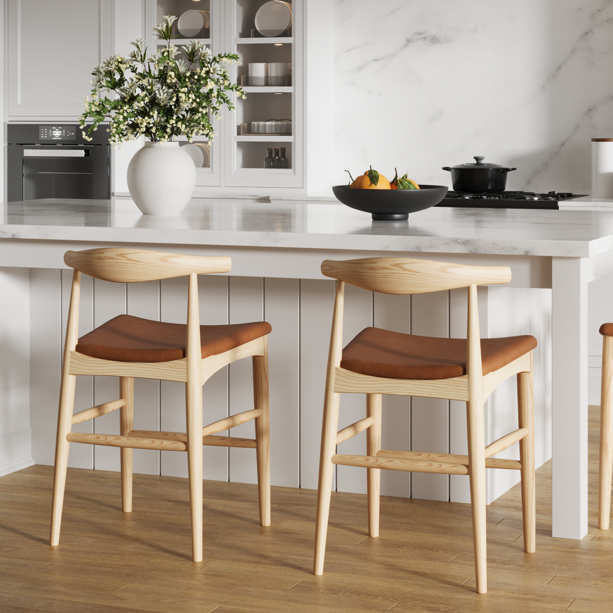 Ardo Vegan Leather Bar & Counter Stool, Natural, Counter Stool (24" Seat Height)