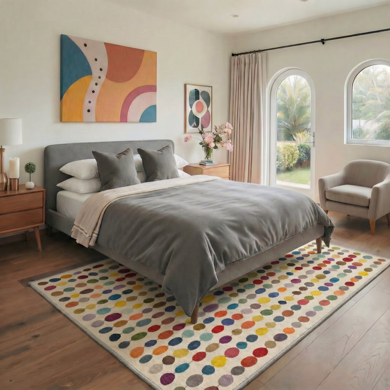 Aamir Evoque Modern Machine Washable Beige Indoor Area Rug with Non-Slip Backing, Rectangle 6' x 9', Beige