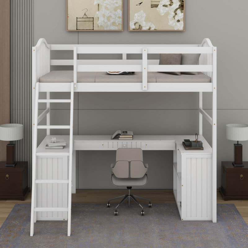 Lit mezzanine simple avec tiroirs et bureau