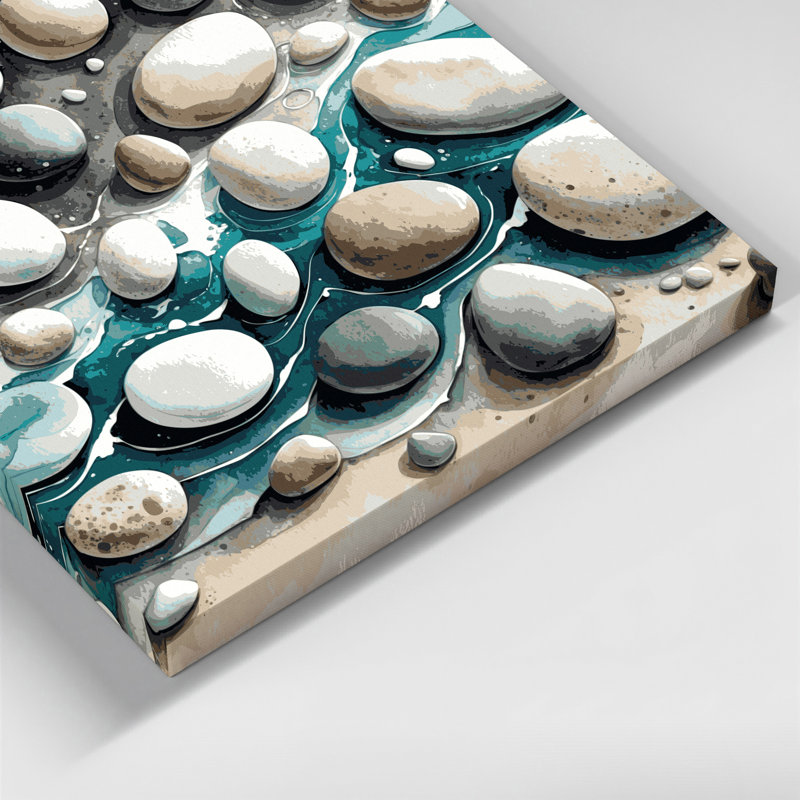 Art mural sur toile gris "Coastal Beach", H 12 po x l 12 po
