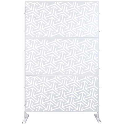 48" W x 76" H Freestanding Metal Privacy Screen - Decorative Indoor/Outdoor Divider Panel for Patio, Balcony, Deck & Garden
