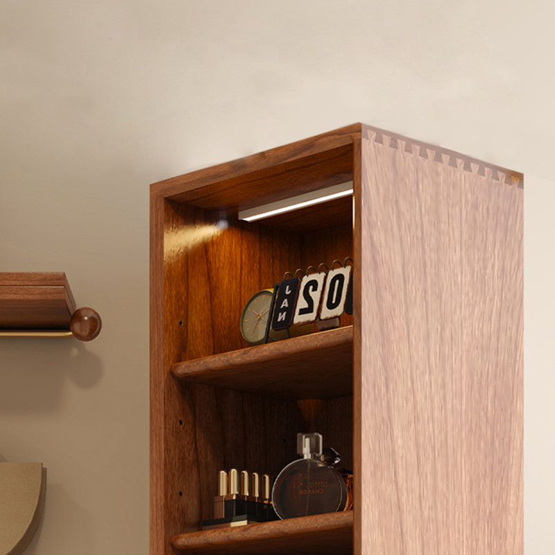 Miroir pleine grandeur moderne et minimaliste avec rangement en cerisier moderne