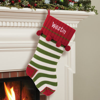 Bas de Noël personnalisé en tricot rayé