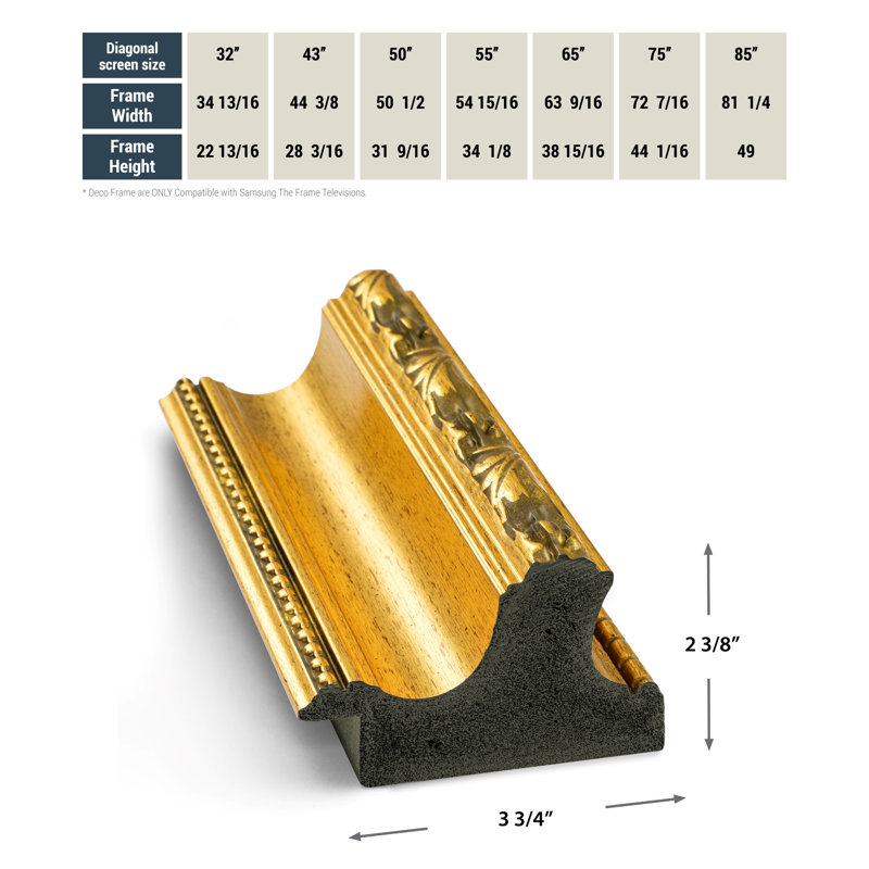 Ornate Gold Decorative Frame for 55" Samsung The Frame TV